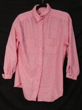 Handmade Pink & White Gingham Check Button-Down Shirt – P2P 21.5"